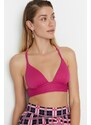 Trendyol Fuchsia Triangle Push Up Texturovaný horní díl bikin