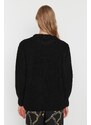 Trendyol Black Wide Fit Soft Textured Basic Knit Svetr