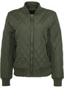 Dámská prošívaná bomber bunda Urban Classics Diamond Quilt Nylon - olivová