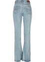 Dámské jeansy Urban Classics Ladies High Waist Flared Denim Pants - tinted light blue washed