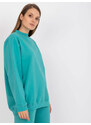 BASIC FEEL GOOD TYRKYSOVÁ OVERSIZE MIKINA S ROLÁKEM -TURQUOISE