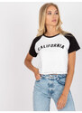Fashionhunters Černobílé tričko s potiskem a kulatým výstřihem