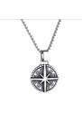 Daniel Dawson Ocelový náhrdelník s medailonem větrná růžice, kompas