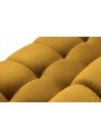 Žlutá sametová šestimístná rohová pohovka do "U" MICADONI MAMAIA 383 cm se zlatou podnoží
