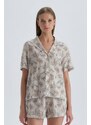 Dagi Beige Floral Linen Shirt