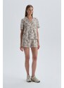 Dagi Beige Floral Linen Shirt