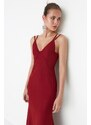 Trendyol Evening Dress With Claret Red Collar Detailed Long Evening Dress