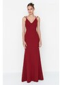 Trendyol Evening Dress With Claret Red Collar Detailed Long Evening Dress