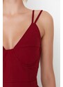 Trendyol Evening Dress With Claret Red Collar Detailed Long Evening Dress