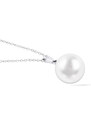 Biju Set z chirurgické oceli, jemný řetízek + visací náušnice, ozdobené bílou perlou 161