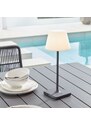 Černobílá plastová zahradní stolní LED lampa Kave Home Aluney
