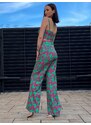 Webmoda Luxusní dámský kostým crop top + kalhoty - zelený