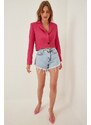 Happiness İstanbul Women's Pink Linen Short Bolero Jacket