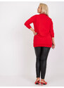 Fashionhunters Červená plus size bavlněná tunika s aplikací