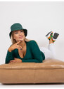 Fashionhunters Tmavě zelená obyčejná halenka plus size basic s výstřihem do V Elisa