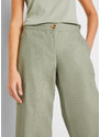 bonprix Lněné kalhoty Culotte s pohodlnou pasovkou Zelená
