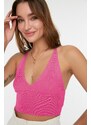 Trendyol Pink Super Crop Back Detailed Knitwear Blouse