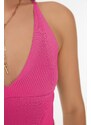 Trendyol Pink Super Crop Back Detailed Knitwear Blouse