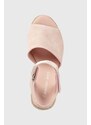 Semišové sandály Calvin Klein Jeans dámské, růžová barva, na klínku