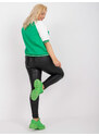 Fashionhunters Bílá a zelená halenka větší velikosti ve sportovním stylu