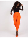 Fashionhunters Oranžové látkové kalhoty s rovnými nohavicemi RUE PARIS