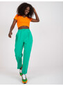 Fashionhunters Zelené dámské kalhoty z látky s kapsami RUE PARIS