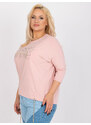 Fashionhunters Prašně růžová plus size bavlněná halenka do práce