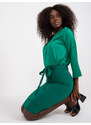 Fashionhunters Tmavě zelená tužková sukně s kravatou