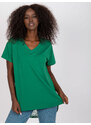 Fashionhunters Tmavě zelená halenka volného střihu s krajkovou zadní částí