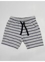 Denokids Basic Boys' Striped Gray Shorts