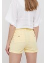 Bavlněné šortky Pepe Jeans Balboa Short dámské, žlutá barva, hladké, medium waist