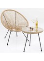 Kare Design Skleněný zahradní odkládací stolek Acapulco s béžovým výpletem