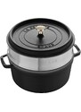 Staub Cocotte hrnec kulatý s napařovací vložkou, 24 cm/3,7 l černý, 13242423