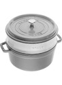 Staub Cocotte hrnec kulatý s napařovací vložkou, 24 cm/3,7 l šedý, 13242418