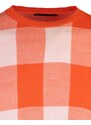 Trendyol Men's Orange Oversize Fit Wide Fit Crew Neck Checkered Knitwear Sweater