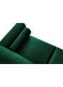 Lahvově zelená sametová trojmístná rozkládací pohovka MICADONI LEONA 222 cm s černou podnoží