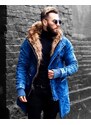 Fashionformen Zimní pánská riflová bunda parka modrá OJ Denim