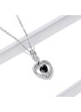 GRACE Silver Jewellery Stříbrný náhrdelník s černým zirkonem Hadí láska, stříbro 925/1000