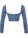 Trendyol Blue Crop Premium Yarn / Special Yarn Sweetheart Knitwear Sweater