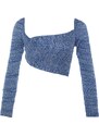 Trendyol Blue Crop Premium Yarn / Special Yarn Sweetheart Knitwear Sweater