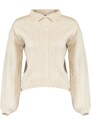 Trendyol Stone Wide Fit Pletený pletený svetr s měkkou texturou