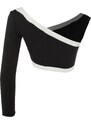 Trendyol Black Crop One-Shoulder Knitwear Blouse