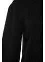 Trendyol Black Wide Fit Soft Textured Basic Knit Svetr