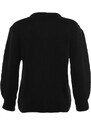 Trendyol Black Wide Fit Soft Textured Basic Knit Svetr