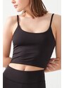 LOS OJOS Women's Black Strap Lightly Supported Covered Sports Bra