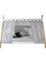 Borovicová postel Vipack Tipi 90 x 200 cm se zástěnou a vyšší podnoží