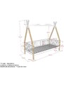Borovicová postel Vipack Tipi 90 x 200 cm se zábranami