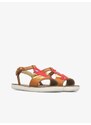Červeno-hnědé holčičí kožené sandály Camper - Holky
