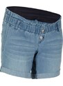 bonprix Těhotenské džínové šortky Paperbag Modrá