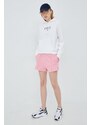 Bavlněné šortky Tommy Jeans dámské, růžová barva, hladké, high waist